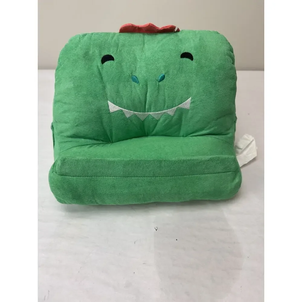 Pillowfort Plush Book iPad Tablet Holder Pillow Weighted Green Dinosaur Pockets